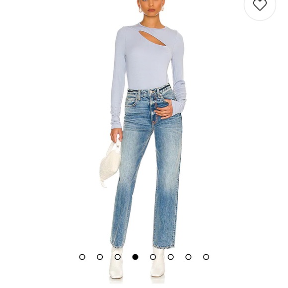 NWOT LA Made Peel a Boo Ribbed buttery soft Long Sleeve in light blue - Picture 4 of 6